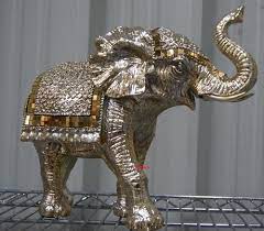 24kt gold and silver platted goddess turkish elephant statue. Large Gold Elephant Statue By Leonardo