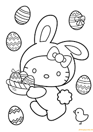 Coloring for girls and boys. Hello Kitty Easter Coloring Pages To Print Hello Kitty Japanese ãƒãƒ­ãƒ¼ ã‚­ãƒ†ã‚£ Hepburn HarÅ Bunny Coloring Pages Hello Kitty Colouring Pages Hello Kitty Coloring