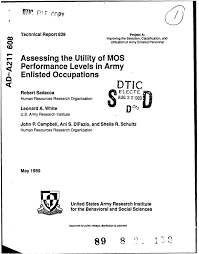 Pdf Assessing The Utility Of Mos Military Occupational