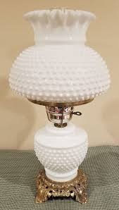 Vintage White Milk Glass Hobnail Gwtw Hurricane Table Lamp Electric 20 Fenton Fenton Glassware Milk Glass White Milk Glass