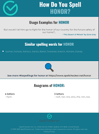 Correct Spelling For Honor Infographic Spellchecker Net