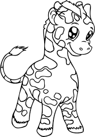 Cute cartoon black and white baby giraffe. Cartoon Baby Giraffe Coloring Pages