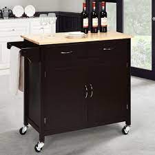 Kitchen islands kitchen islands carts. Costway Modern Rolling Kitchen Island Cart Wood Top Storage Trolley With Storage Drawers Brown Target