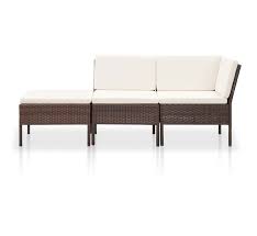 Gratis versand tiefstpreisgarantie 100 tage rückgaberecht.wer keinen grossen garten besitzt, findet auch gartenlounges, welche ideal. Vidaxl 3 Tlg Garten Lounge Set Mit Auflagen Poly Rattan Braun Hedistone
