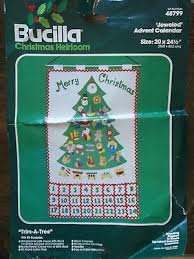 Vintage Bucilla Sequin Felt Bead Christmas Trim A Tree Advent Calendar Kit Rare Embroidery Kits Hand Embroidery Supp Advent Calendar Kit Felt Beads Bucilla
