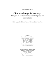 Pdf Climate Change In Norway Analysis Of Economic And Social Impacts And Adaptations
