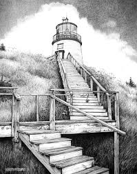 Weitere ideen zu landschaftszeichnungen, landschaft, bilder. Owl S Head Lighthouse By Bob Manthey Landschaftszeichnungen Landschaft Zeichnen Architekturzeichnung