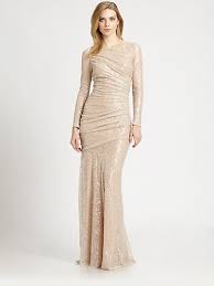 Carmen Marc Valvo Sequined Lace Gown Saks Com Sequins Wedding Gown Gowns Wedding Dress Long Sleeve