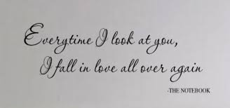 The Notebook Quote Everytime I Look At You I Fall In Love All Over Again Vinyl Wall Lettering Decal Large Size Options Note Book The Notebook Quotes Nicholas Sparks Quotes Words