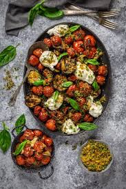A Light Grilled Eggplant Parmesan With Roasted Tomatoes And Burrata Recipe Eggplant Recipes Grilled Eggplant Roasted Tomatoes