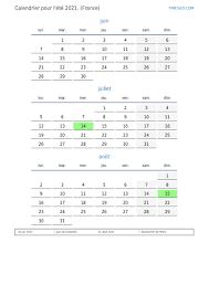 Ces stages sont ouverts aux enfants âgés entre 8 et 16 ans. Calendrier Pour L Ete 2021 Avec Jours Feries Pour La France Imprimer Et Telecharger Le Calendrier