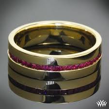 0.20 ct mens round cut diamond wedding band ring in platinum. Men S Band Is Set In 14k Yellow Gold And Holds 1 00ctw In Brilliant Rubies Mens Wedding Rings Gold Ruby Wedding Rings Custom Mens Wedding Bands