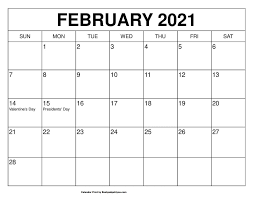 February 2021 In 2020 February Calendar Free Calendars To Print Calendar