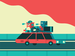 Gone Shopping Car Gif Animation Retro Graphic Vector Illustration Planet Design Animation Car Vector