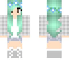 Create your own minecraft skin with tynker\s skin editor. Cute Kawaii Girl Skin With Aqua Hair Minecraft Skin