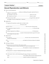 One approach is to answer this worksheet during an advance reading or while doing vocabulary research. Lesson 1 Sexual Reproduction And Meiosis