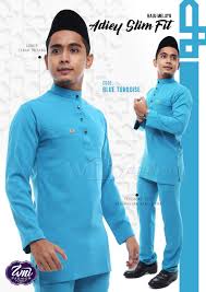 Xs, s, m, l xs length : Baju Melayu Adiey Slimfit Blue Turquoise Wni Fashion