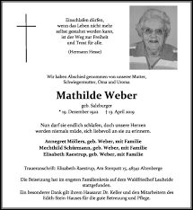 Parten und traueranzeigen in den salzburger nachrichten. Traueranzeigen Von Mathilde Weber Www Trauer Ms