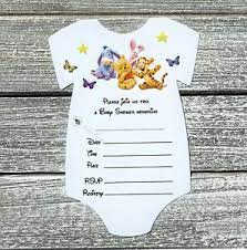 10 Winnie The Pooh Baby Shower Invitations With Envelopes Fill In Ebay