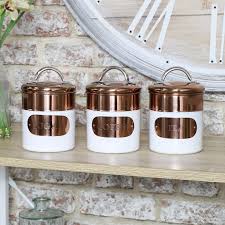 Copper White Tea Coffee Sugar Canisters
