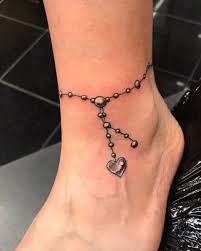 Small black & white flower ankle tattoo. Charming Ankle Bracelet Tattoos That Will Amaze You All For Fashion Design