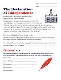 Where can you get a copy of the declaration of independence? Learn About The Declaration Of Independence Worksheet Education Com