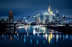 Wallpaper City Light Streets Night Clouds Reflections Germany Dark Licht Downtown Hessen Skyscrapers Cathedral Nacht Dom Frankfurt Main Bridges Clear Fields Lighttrails Florian Deutschebank Banks Museumsufer Frankfurtammain