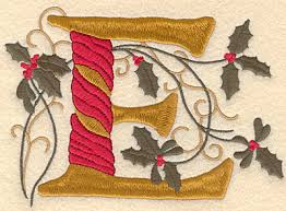 Letter e embroidery template and instructions. Embroidery Design Holly Alphabet E 3 Sizes