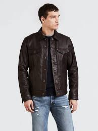 Levi S Leather Trucker Jacket Mens Outfits Shop Mens Jeans Leather Jacket Men