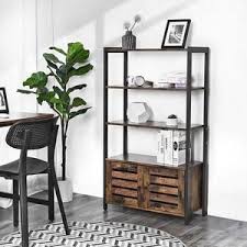 Vasagle Bibliotheque Meuble De Rangement Style Industriel Avec 3 Etageres Et 2 Portes Battantes 70 X 30 X 121 5 Cm Lsc75bx Meuble Rangement Stockage Industriel Bureau A Domicile