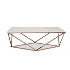 Edloe Finch Aria White Marble Rose Gold Coffee Table With White Marble Top Ef Z1 Ct001m Goedekers Com Gold Coffee Table Rose Gold Coffee Table Modern Coffee Tables