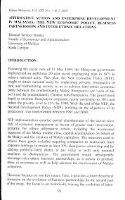 The policies covered in this study include the: Pdf Affirmative Action And Enterprise Development In Malaysia The New Economic Policy Business Partnerships And Inter Ethnic Relations
