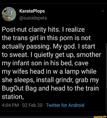 KaratePlops Post-nut clarity hits. I realize the trans girl in this porn is  not actually