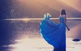 Background frame with fluid style and blue violet gradient colors and with geometric shapes can be used for presentation banner promotion thumbnail. Girl In A Blue Dress In River Hd Desktop Wallpaper Background Download