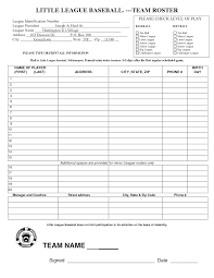 Basketball Roster Template Unique Baseball Roster Template