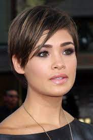 Nicole Anderson Hair Short Dark Brown Hair Highlights Brown Hair Short Short Hair With Bangs