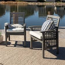 With target's wide range of outdoor chairs, you can make this lounging moment even better. Walker Edison Acacia Wood Patio Chairs With Cushions Set Of 2 Grey Wash Lwwc2gw Rona