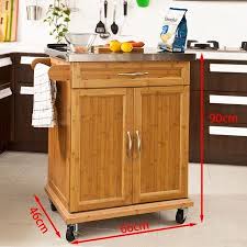 Haotian Fkw13 N Wood Kitchen Cabinet Kitchen Storage Trolley Cart With Stainless Steel Surface And Lockable Wheels Natural Walmart Com Wood Kitchen Cabinets Bamboo Kitchen Cabinets Kitchen Cabinets