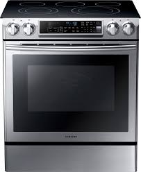 The oven range can have gas or electric burners, but they usually operate on the same power as the oven section. Samsung 5 8 Cu Ft Self Cleaning Slide In Electric Convection Range Stainless Steel Ne58f9500ss Best Buy