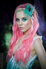 Amazing Mermaid Hair And Make Up Vibrant Green Eyes And Contrasting Pink Hair Cool Hair Color Hair Color Pink Cool Hairstyles