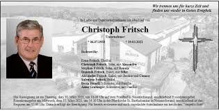 Christoph fritsch gmbh & co. Christoph Fritsch 06 07 1938 29 03 2021 Bodenwohr Neuenschwand Heimatfriedhof
