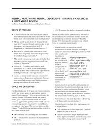 Pdf Mental Health And Mental Disorders A Rural Challenge A Literature Review