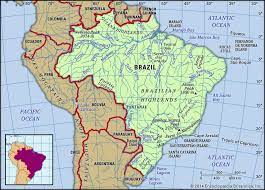 Brazil may be divided into the brazilian highlands, or plateau, in the south and the amazon river basin in the north. Brazil History Map Culture Population Facts Britannica