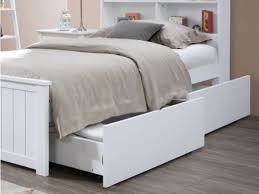 The bottom bed isn't attached to the lofted bed frame, so you can keep it underneath, or move it to another spot. Myer White Single Bed Frame With Storage Bookshelf On Sale