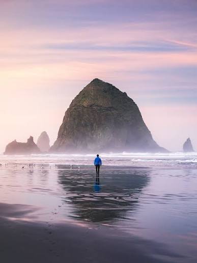 Sunrise on the Oregon Coast 😍🌊☀️ This beach is always a must stop spot on any roadtrip down the coast. 📍 Cannon Beach, Oregon #cannonbeach #oregon #traveloregon