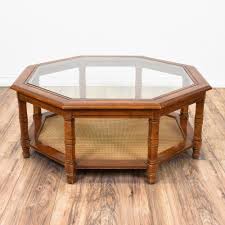 This Octagon Coffee Table Is Featured In A Solid Wood With A Glossy Cherry Finish This Large Coffee Tab Coffee Table Painted Coffee Tables Wicker Coffee Table