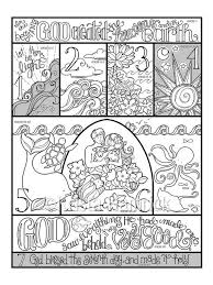 Days Of Creation Coloring Page In Three Sizes 8 5x11 8x10 Etsy Creation Coloring Pages Days Of Creation Bible Coloring Pages