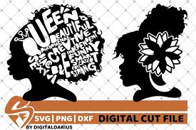 Download Black Woman In Words Svg Headband Svg Woman With Flower 523976 Cut Files Design Bundles