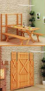 Save Space Using The Fold Up Table And Bench Diy Fold Up Picnic Table Backyard Folding Furniture