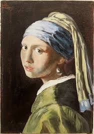 A mix of "Girl with a Pearl Earring" and "The Milkmaid" by Vermeer.